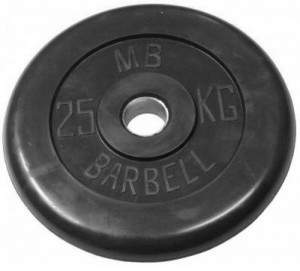 Диск обрезиненный BARBELL MB (металлическая втулка) 25 кг / диаметр 26 мм 